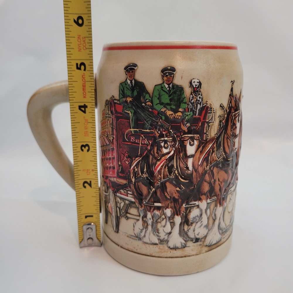 Budweiser Beer Stein 1991 Clydesdales Ceramarte Brazil Embossed Mug